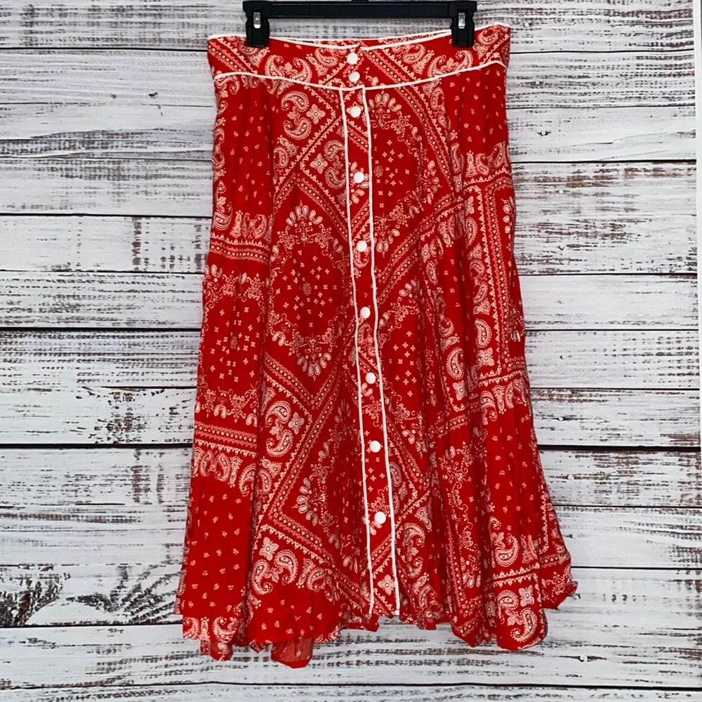 NWT ModCloth red bandanna paisley A-line skirt with packets size large - Picture 1 of 5